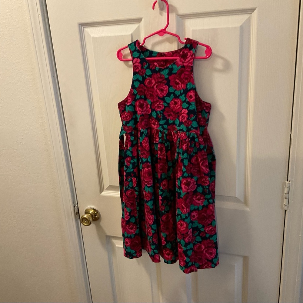 Hartstrings Pink and green floral transition of seasons dress